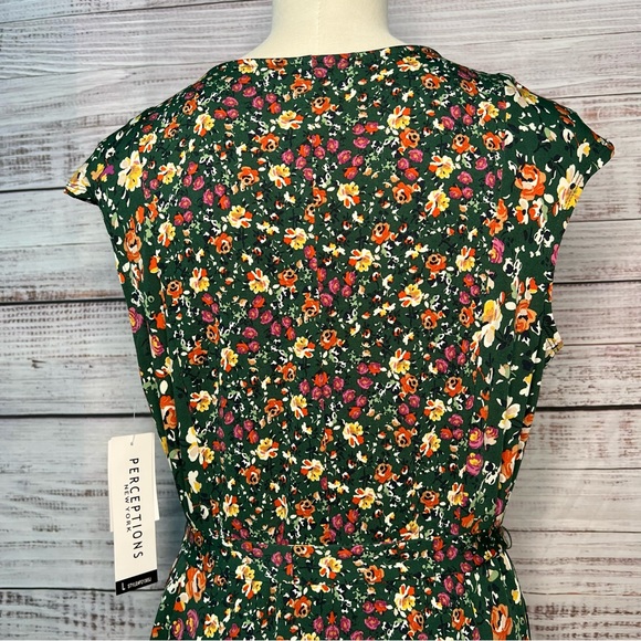 Perceptions New York Large Green Floral Midi Dress NEW - Picture 4 of 12